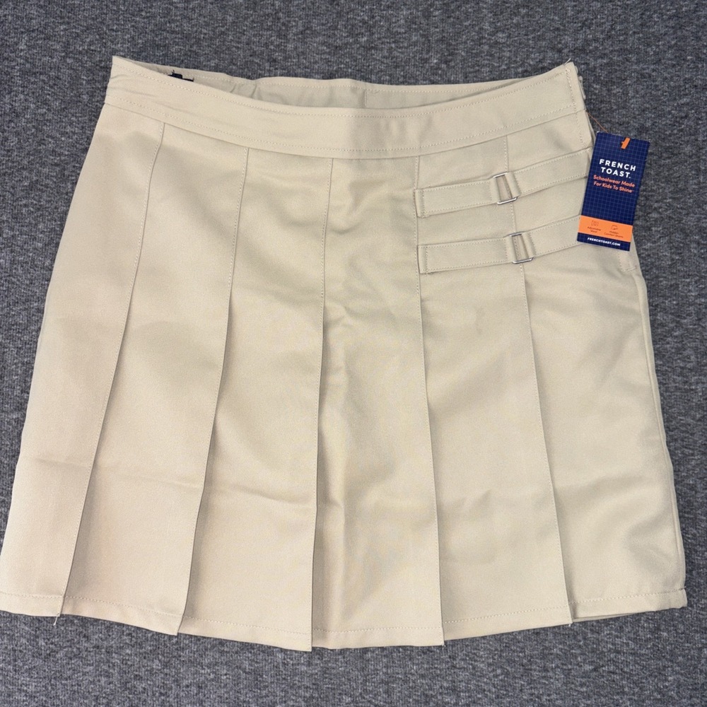 French Toast Skort Skirt School Uniform Size 14 1/2 PLUS Pleated Scooter Beige